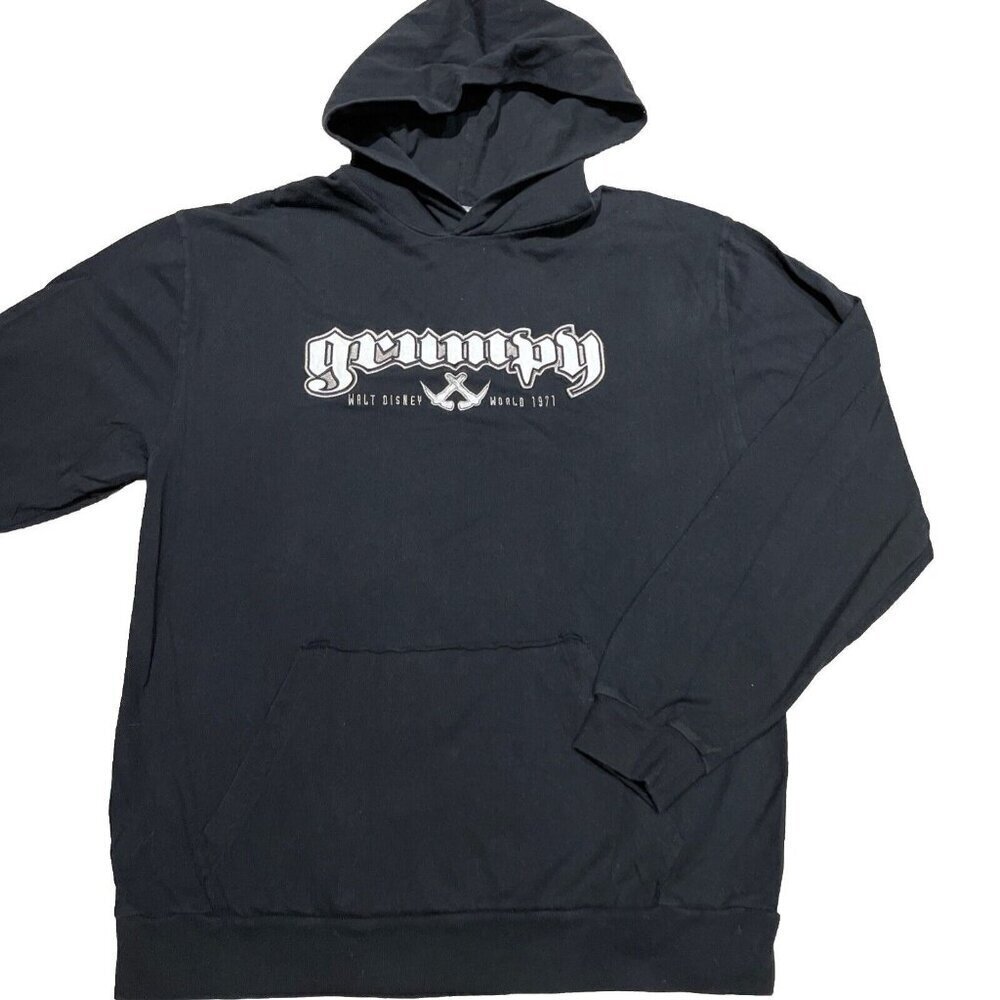 Walt Disney World 1971 Grumpy Hoodie Sweatshirt Unisex M Black Cotton Snow White